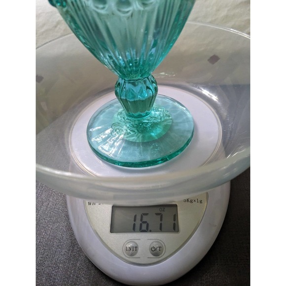 3/$20 1 (ONE) The Pioneer Woman Adeline 12-Ounce Footed Glass Goblets Tuquoise - Picture 4 of 4